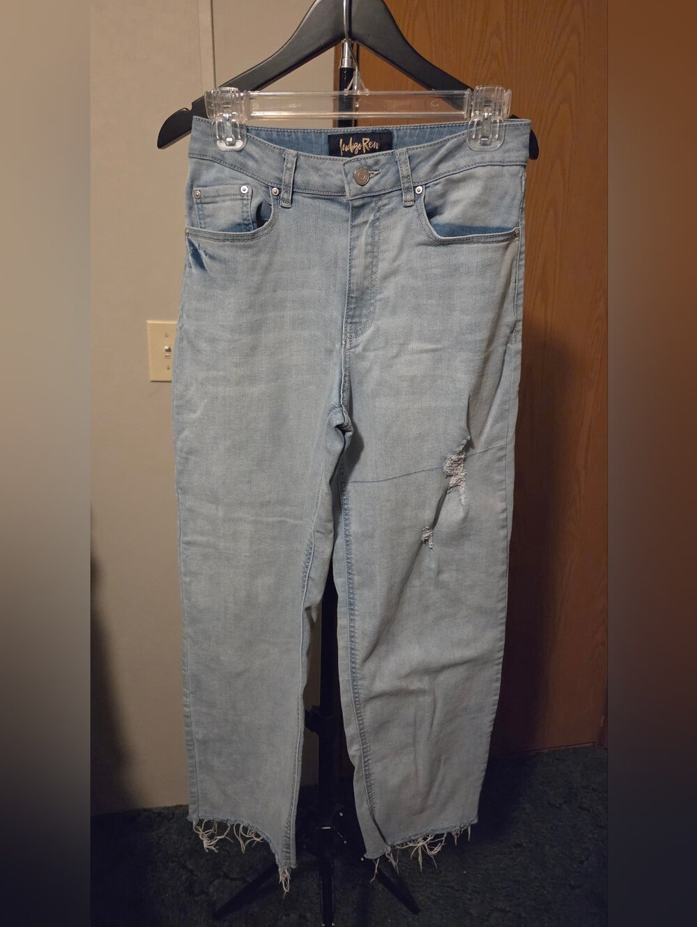 Indigo Rein Light Wash Womens Jeans with Distressed Knee